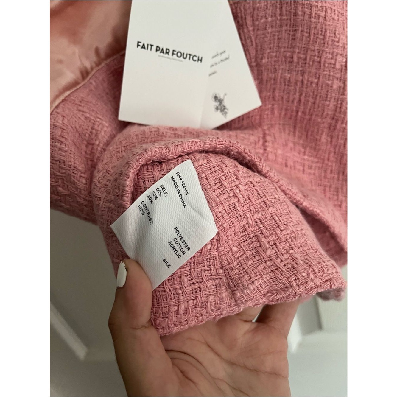 Nwt Fait Par Foutch Top Pink Tweed Evelyn Coquette Preppy Size Xxs — image 6 of 6
